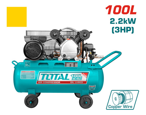 Compresor De Aire 3hp Transmision De Correa 100l Total Tools