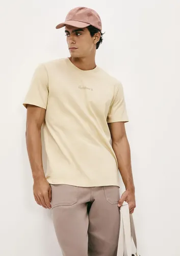 Camiseta Masculina Manga Curta Com Estampa Hering Adulto Bege Claro Xg
