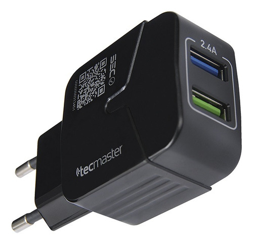 Cargador Pared 2 Puertos Usb Con Chip Inteligente Tecmaster