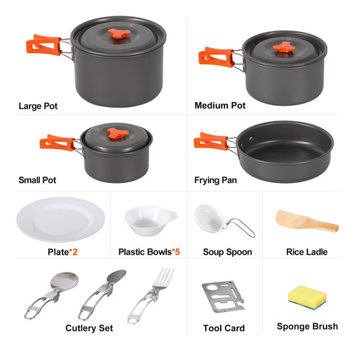 Kit De Utensilios De Cocina Para Acampar Redcamp 11/12/22 Pi