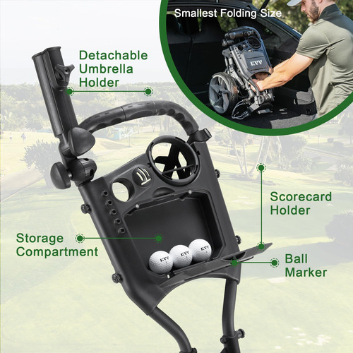 Carrito De Golf Kvv, Plegable, De 3 Ruedas, Ultraligero