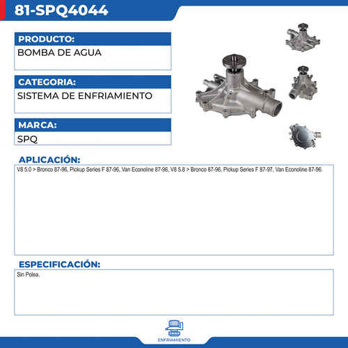 Bomba De Agua Ford Bronco 1987-1996 V8 5.0