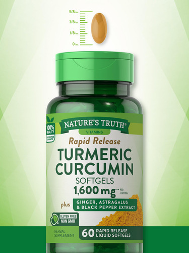 Suplemento Nature's Truth Curcuma Curcumina 1600mg 60 Cápsul