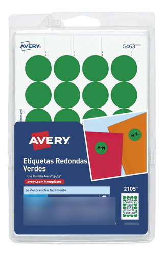 Etiqueta Redonda Avery Color Verde 1.9cm - 1008 Etiquetas