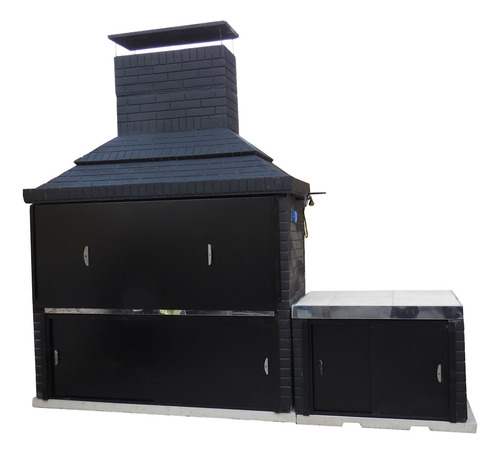 Imagen 2 de 4 de Parrilla 1.80 M Con Mesada 1 M Puertas Y Tapa Superior