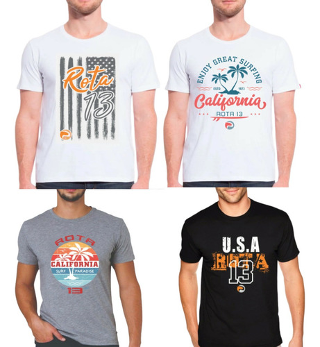 Kit 8 Camisa Camiseta Blusa Masculina Rota 13 Atacado