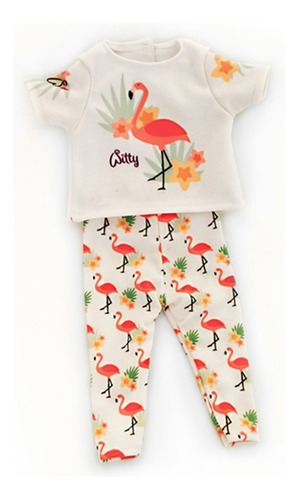 Imagen 2 de 3 de Witty Girls Flamenco Remera Calza Ropa Muñecas 45 Cm/18 PuLG