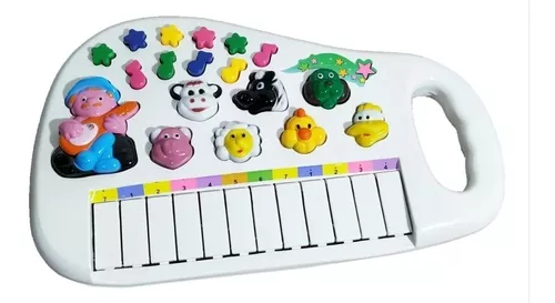 Teclado Fazendinha Piano Infantil Musical Som De Animais Cor