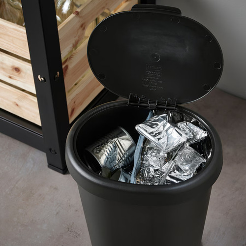 Bote De Basura 8l Doble Seccion Con Tapa Compacto Negro Negro