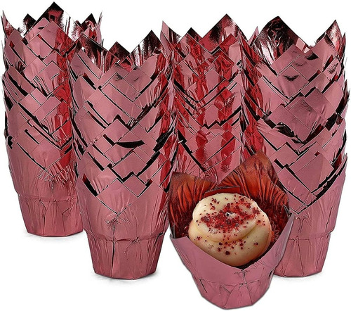 Pirotines Tulipa  Rose Gold Metalizado  Cupcakes  N°10 X 6 