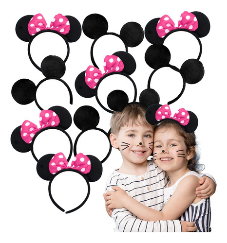 24 Diademas Orejas Ratón Mickey Mouse Mimi Fucsia Infantil 