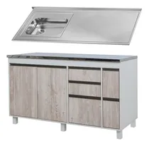 Comprar Combo Bajo Mesada 140 Cm Ricchezze Sorrento + Mesada Johnson Acero Inoxidable Bacha Simple