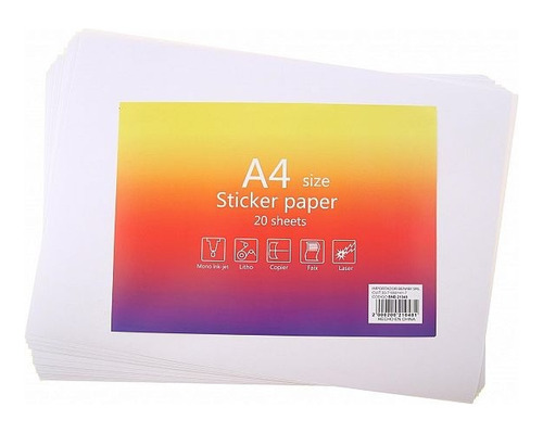 Papel Autoadhesivo A4 Blanco Mate Adhesivo Laser Inkjet 20hs