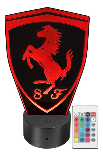 Lámpara Led Decorativa Ferrari Logo Rgb Personalizada