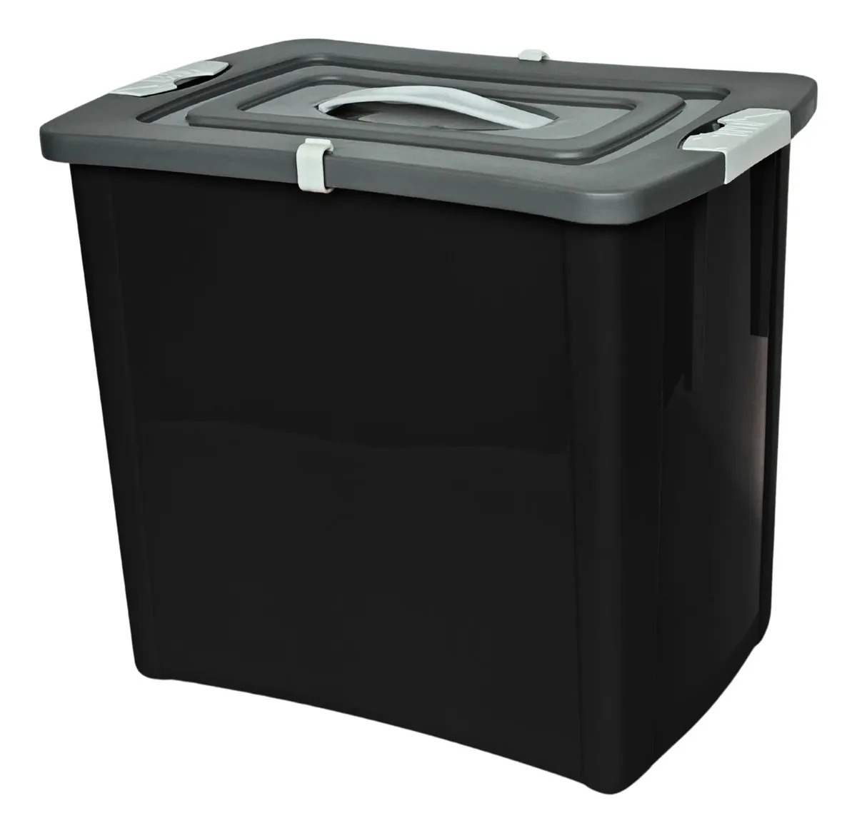 Porta Ração 27l Pote Para Guardar Ração Container Multiuso Lisa Preto