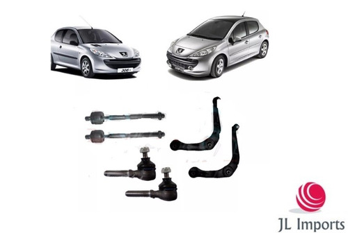 Par Bandeja + Axial + Terminal Direçao Peugeot 206 207