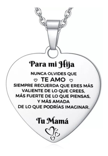 Collar Corazón Cadena Dije Madre A Hija + Bolsa Regalo Joyas