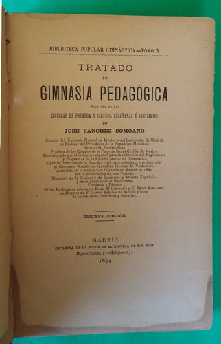 Tratado De Gimnasia Pedagógica . José Sánchez Somoano