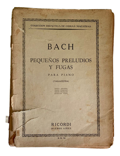 Partitura Bach: Pequeños Preludios Y Fugas Para Piano (Usado)