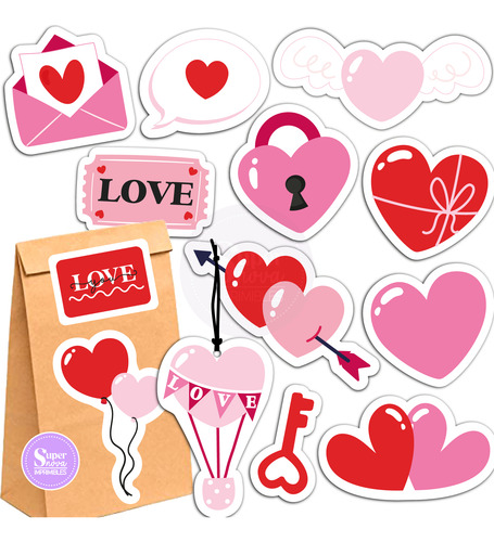 Kit Imprimible San Valentín In Love Stickers 