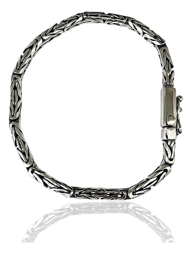 Pulseira Ponto Peruano Masculina Prata 925 Bali F Gaveta 4mm Comprimento 21 Cm Cor Prateado Diâmetro 7 Cm