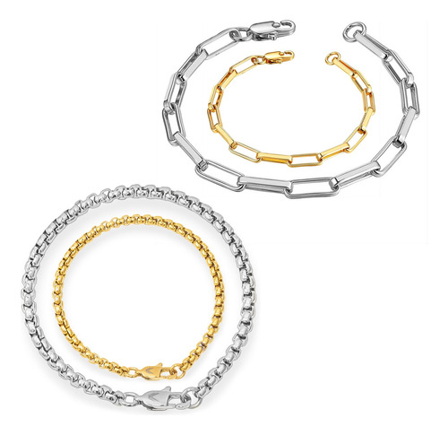 Set Pulsera Mujer Acero Inoxidable Oro Plata Regalo Mujer