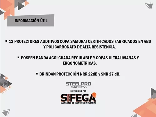 Protector Auditivo Copa Samurai Steelpro