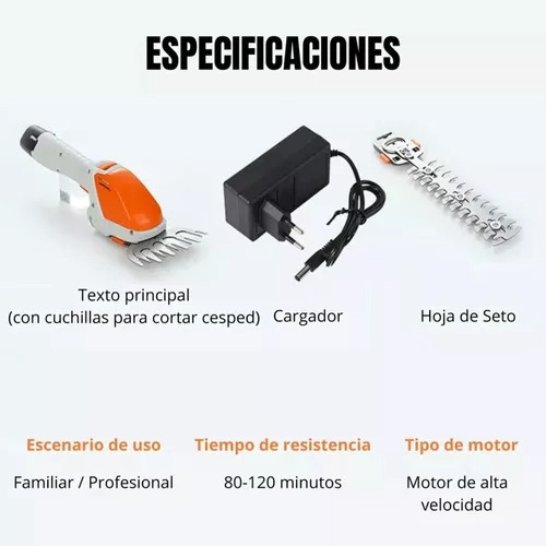 Corta Setos Podador Césped Arbustos Inalámbrico - 2 En 1