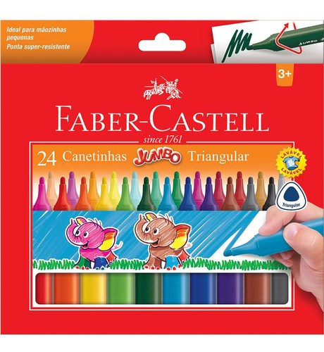 Canetinha Triangular Jumbo 24 Cores Faber-castell