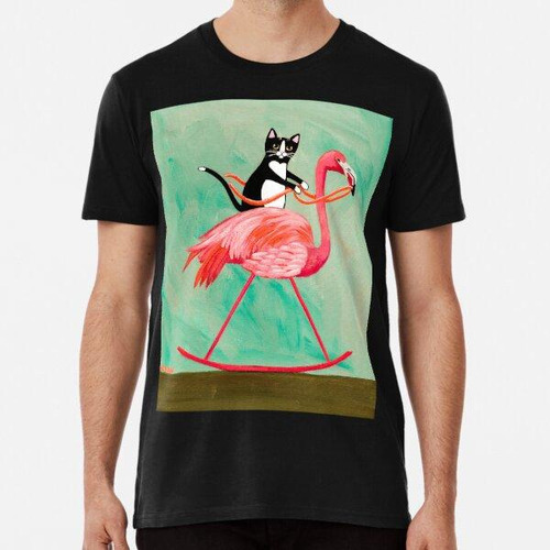 Remera Gato En Un Flamenco Mecedor Algodon Premium