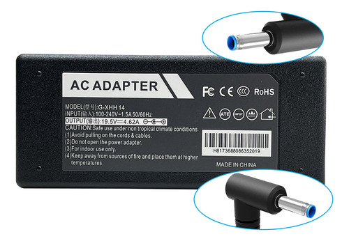 Cargador Notebook H.p 19.5v 4.62a 4.5 X 3.0mm 90w Punta Azul