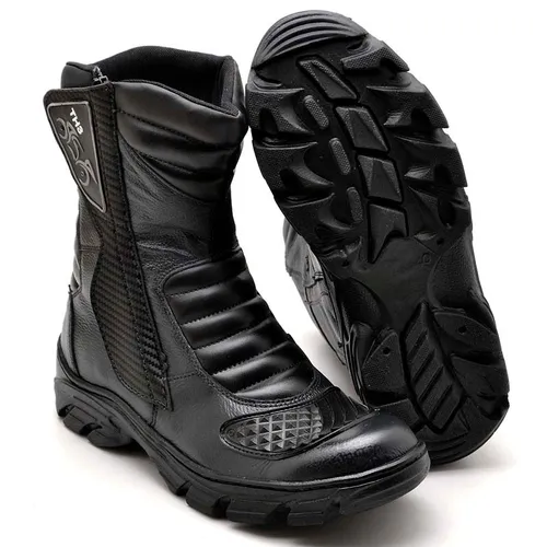 Bota Motociclista Masculina Em Couro Resistente Cano Alto | Mercado Livre