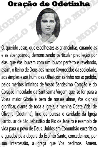 1000 Santinho Milheiro Santa Odetinha Personalize Oração
