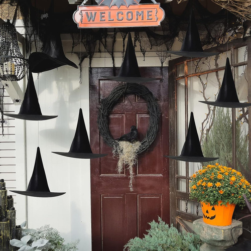 12 Pcs Halloween Bruja Sombreros Negro Colgante Disfraz Con