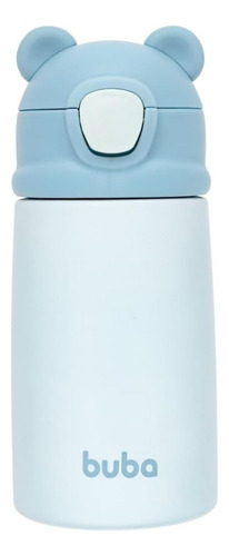 Garrafa Térmica Buba Ursinho Azul Parede Dupla Canudo 320 Ml