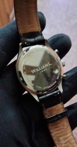 Reloj William L 1985 Vintage Style Small Cronograph Negro Plateado Negro