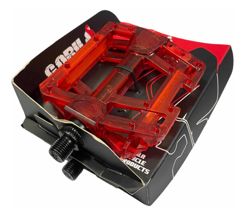 Set 2x Pedales Bicicletas Bmx Mtb Gorila Antideslizante Rojo