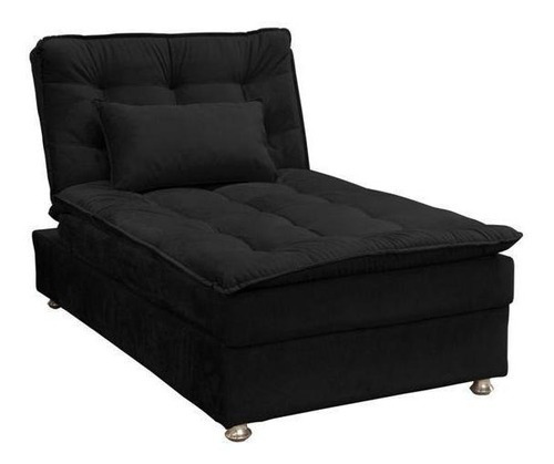 Sofá Cama Chaise 1 Lugar Penelope - Preto Pena