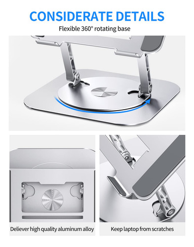 Soporte For Portátil Ajustable Con Base Giratoria De 360°,