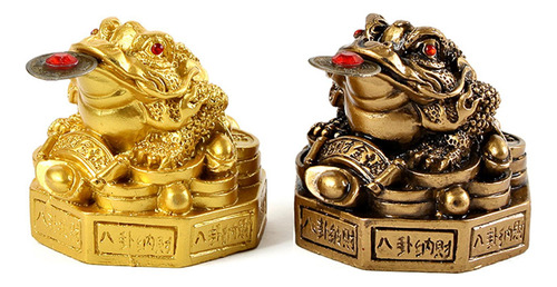 2 Lucky Charm Wealth Frog Figurita Ranas De Dinero De Bronce