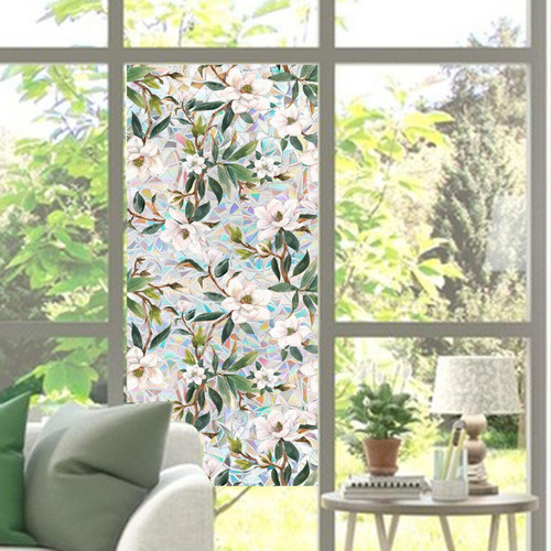 Adhesivo For Ventana Con Diseño De Flores, Película De