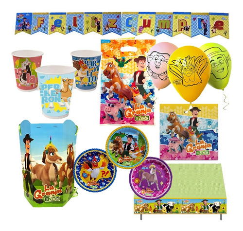 Pack Cumpleaños La Granja De Zenón X 12 Cotillón Activarte