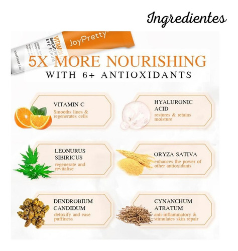 Serum Vitamina C20% Ácido Hialurônico Hidratante Para Olhos