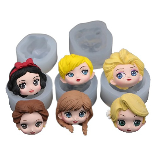 Molde Silicon  Caras De Princesas Disney Repostería, Fondant