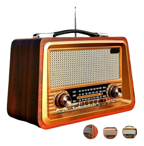 Rádio Estilo Retrô Vintage Am Fm Bluetooth Recarregável 2066