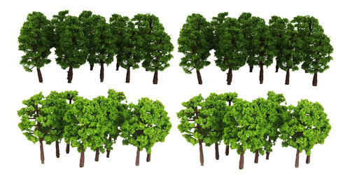 Conjunto De 80 Paisaje Modelo Árbol Tren Ferrocarril Calle