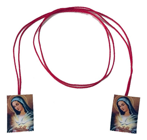 36 Collar Hilo Rojo Escapulario Virgen De La Encarnacion