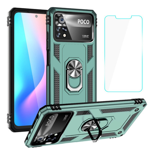 Funda Para Xiaomi Poco X4 Pro 5g Kickstand+ Cristal Templado
