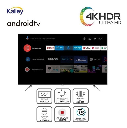 Imagen 3 de 7 de Tv Kalley 55 139 Cm Atv55uhd 4k Uhd Led Smart Tv Android