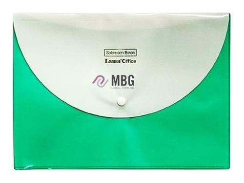 Imagen 1 de 2 de Sobre Lama Color Verde A4 C/boton X 3 Unidades